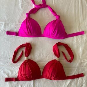 VENUS Bright Hot Pink & Red Halter Bikini Tops